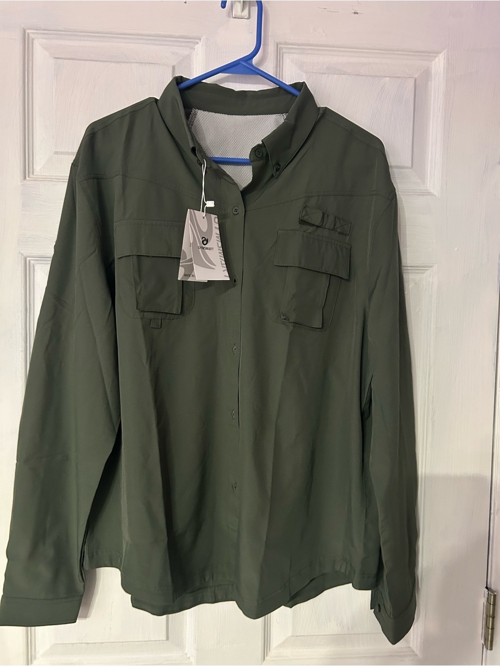 Olive Green Button-Down Utility Shirt